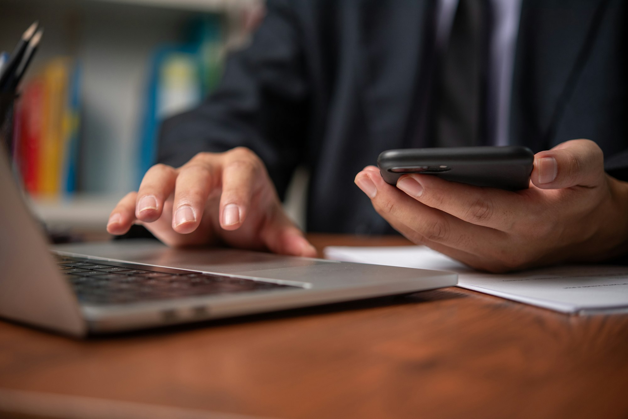 Businessperson using mobile phone contact us and communication working online internet